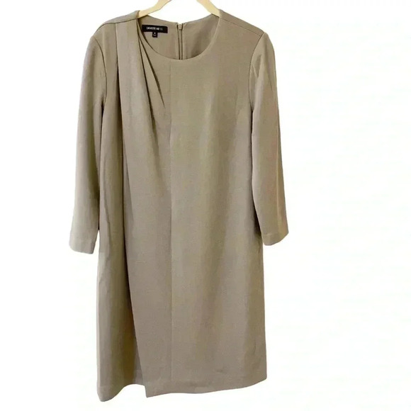 Lafayette 148 New York Dresses & Skirts - Lafayette 148 Light Gray Dress Medium Front Flowing Piece Warm Wool Office